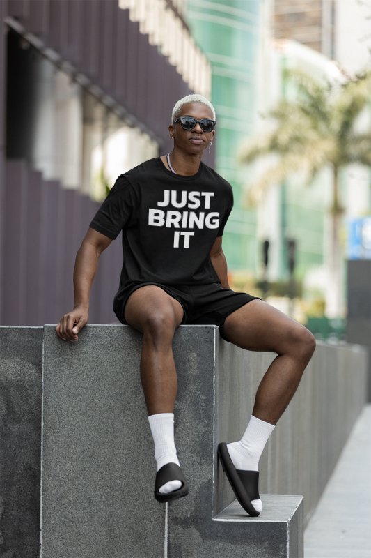 Load image into Gallery viewer, The Rock Just Bring It White Logo Brahma Bull Mens T-shirt Sports Mem, Cards & Fan Shop > Fan Apparel & Souvenirs > Wrestling by EWS | Extreme Wrestling Shirts