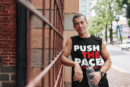 The Rock Push the Pace Sleeveless Muscle Mens Black T-shirt Sports Mem, Cards & Fan Shop > Fan Apparel & Souvenirs > Wrestling by EWS | Extreme Wrestling Shirts