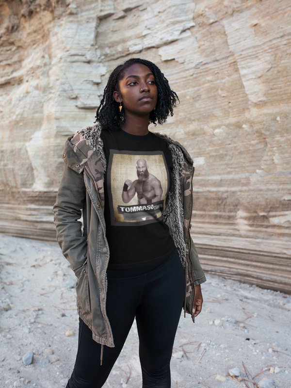 Load image into Gallery viewer, Tommaso Ciampa Poster Print Black T-shirt by EWS | Extreme Wrestling Shirts