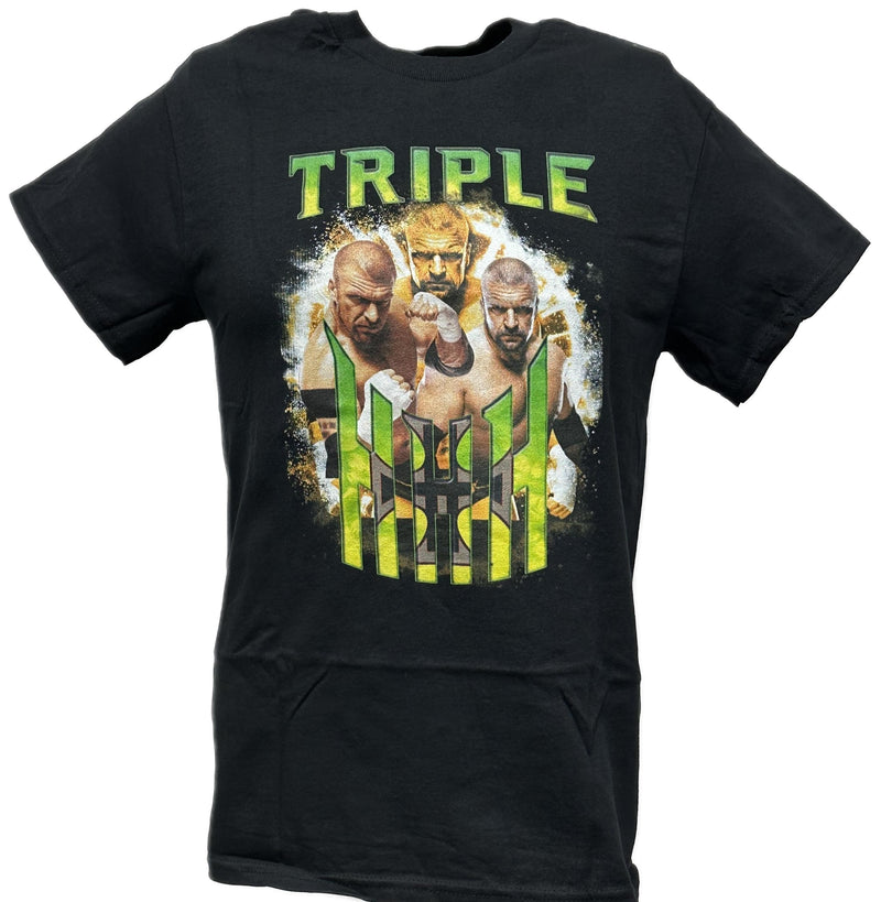 Load image into Gallery viewer, Triple H Pro Wrestling Three Poses Mens Black WWE T-shirt by WWE | Extreme Wrestling Shirts
