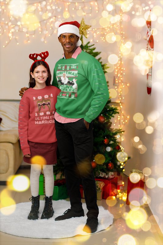 Load image into Gallery viewer, Ultimate Warrior Ugly Christmas Kids Youth Sweater Sweatshirt by EWS | Extreme Wrestling Shirts