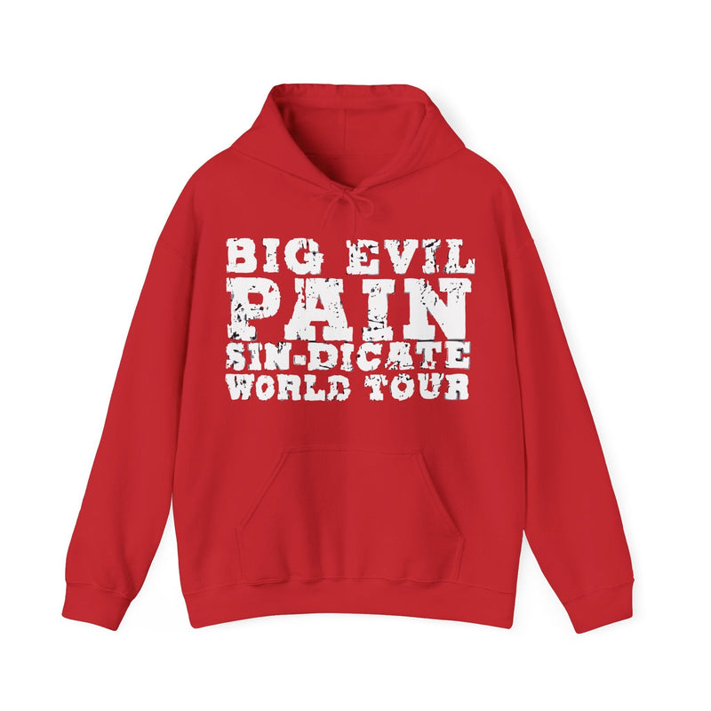 Load image into Gallery viewer, Undertaker Big Evil Pain Sin-Dicate World Tour Red Pullover Hoody by EWS | Extreme Wrestling Shirts