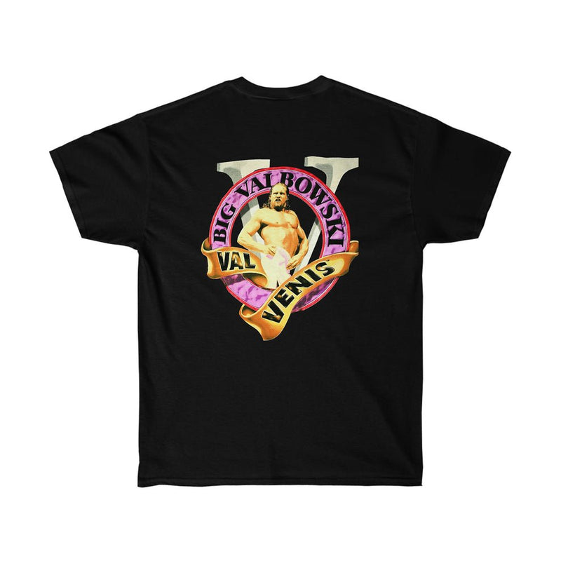 Load image into Gallery viewer, Val Venis Hello Ladies Big Val Bowski WWF Mens Black T-shirt by EWS | Extreme Wrestling Shirts
