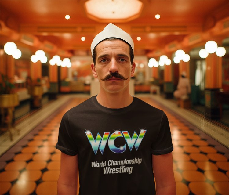 Load image into Gallery viewer, WCW Rainbow Logo World Championship Wrestling T-shirt by EWS | Extreme Wrestling Shirts