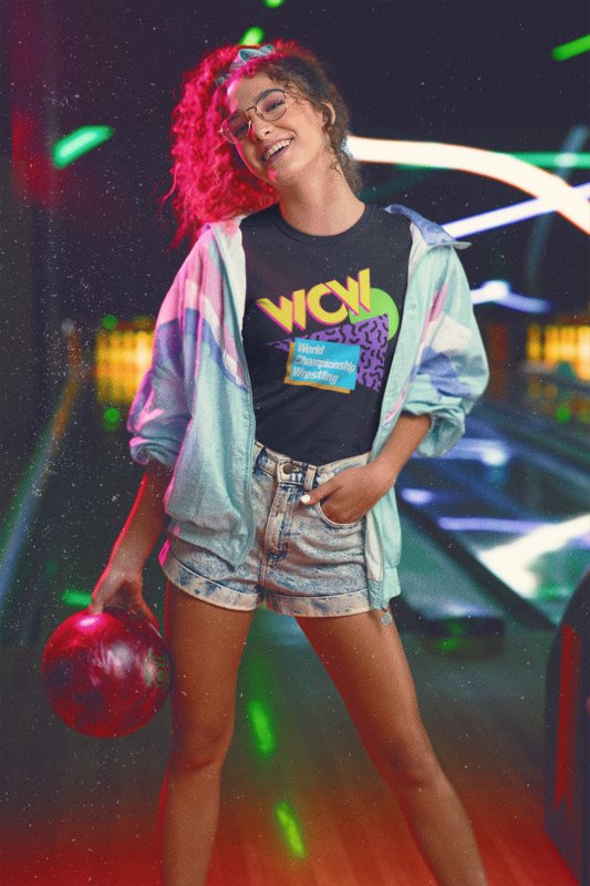 Load image into Gallery viewer, WCW World Championship Wrestling 80s Design T-shirt by EWS | Extreme Wrestling Shirts