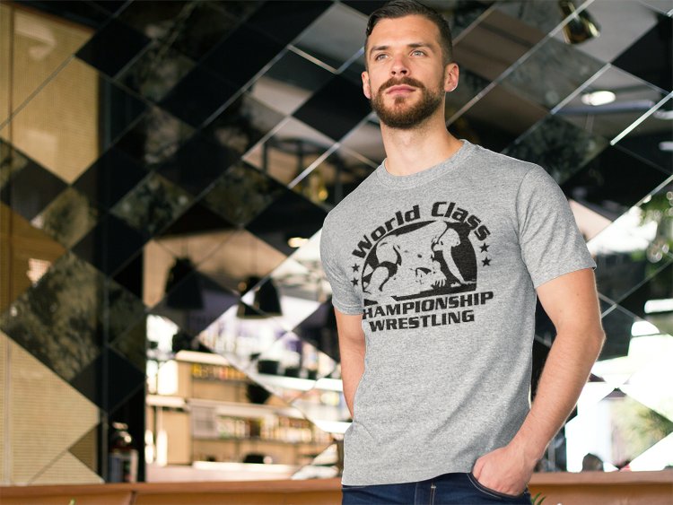 Load image into Gallery viewer, World Class Championship Wrestling WCCW Gray Mens T-shirt Sports Mem, Cards & Fan Shop > Fan Apparel & Souvenirs > Wrestling by EWS | Extreme Wrestling Shirts