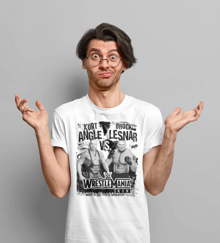 Load image into Gallery viewer, WrestleMania 19 XIX WWE Kurt Angle vs Brock Lesnar Mens White T-shirt Sports Mem, Cards & Fan Shop > Fan Apparel & Souvenirs > Wrestling by EWS | Extreme Wrestling Shirts