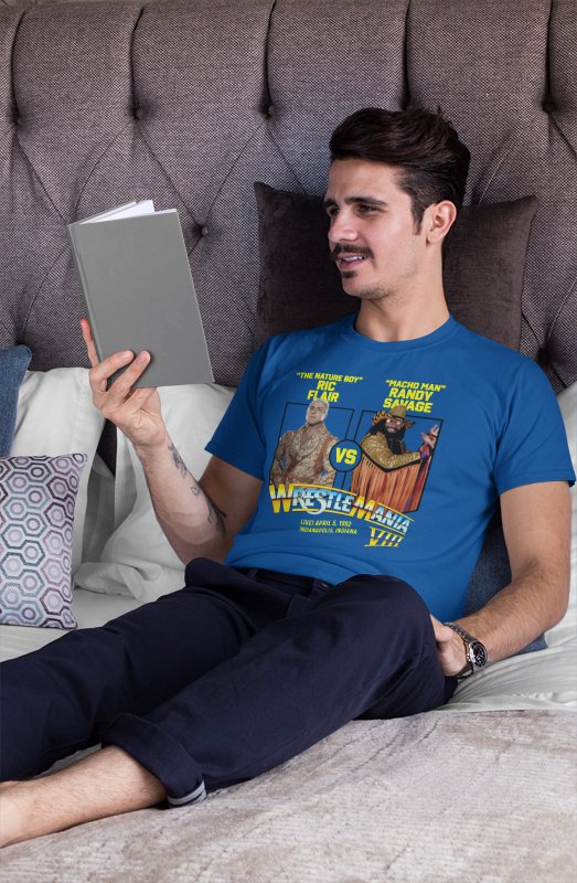 Wrestlemania 8 Ric Flair vs Macho Man Randy Savage Mens T-shirt Sports Mem, Cards & Fan Shop > Fan Apparel & Souvenirs > Wrestling by EWS | Extreme Wrestling Shirts