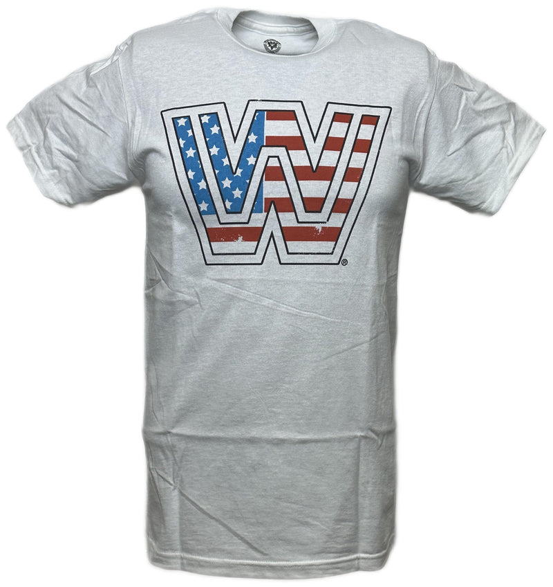 Load image into Gallery viewer, WWE Logo American Flag Mens Lightweight USA White T-shirt Sports Mem, Cards & Fan Shop > Fan Apparel & Souvenirs > Wrestling by WWE | Extreme Wrestling Shirts