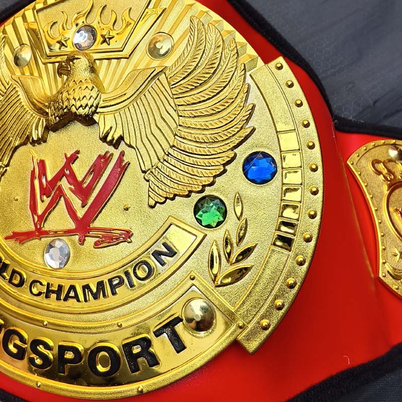 Load image into Gallery viewer, WWE World Champion Pro Wrestling Red Costume Belt by EWS | Extreme Wrestling Shirts