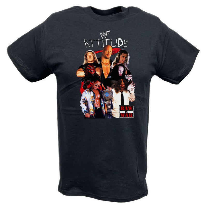Load image into Gallery viewer, WWF Attitude Era Mens Black T-shirt Rock Stone Cold Mankind by WWE | Extreme Wrestling Shirts