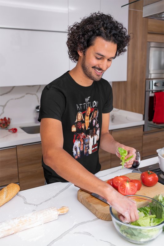 Load image into Gallery viewer, WWF Attitude Era Mens Black T-shirt Rock Stone Cold Mankind by WWE | Extreme Wrestling Shirts