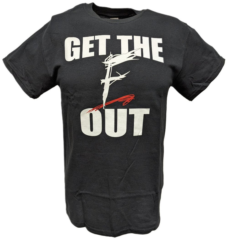 Load image into Gallery viewer, WWF Old Logo Get The F Out Men Black T-shirt by EWS | Extreme Wrestling Shirts