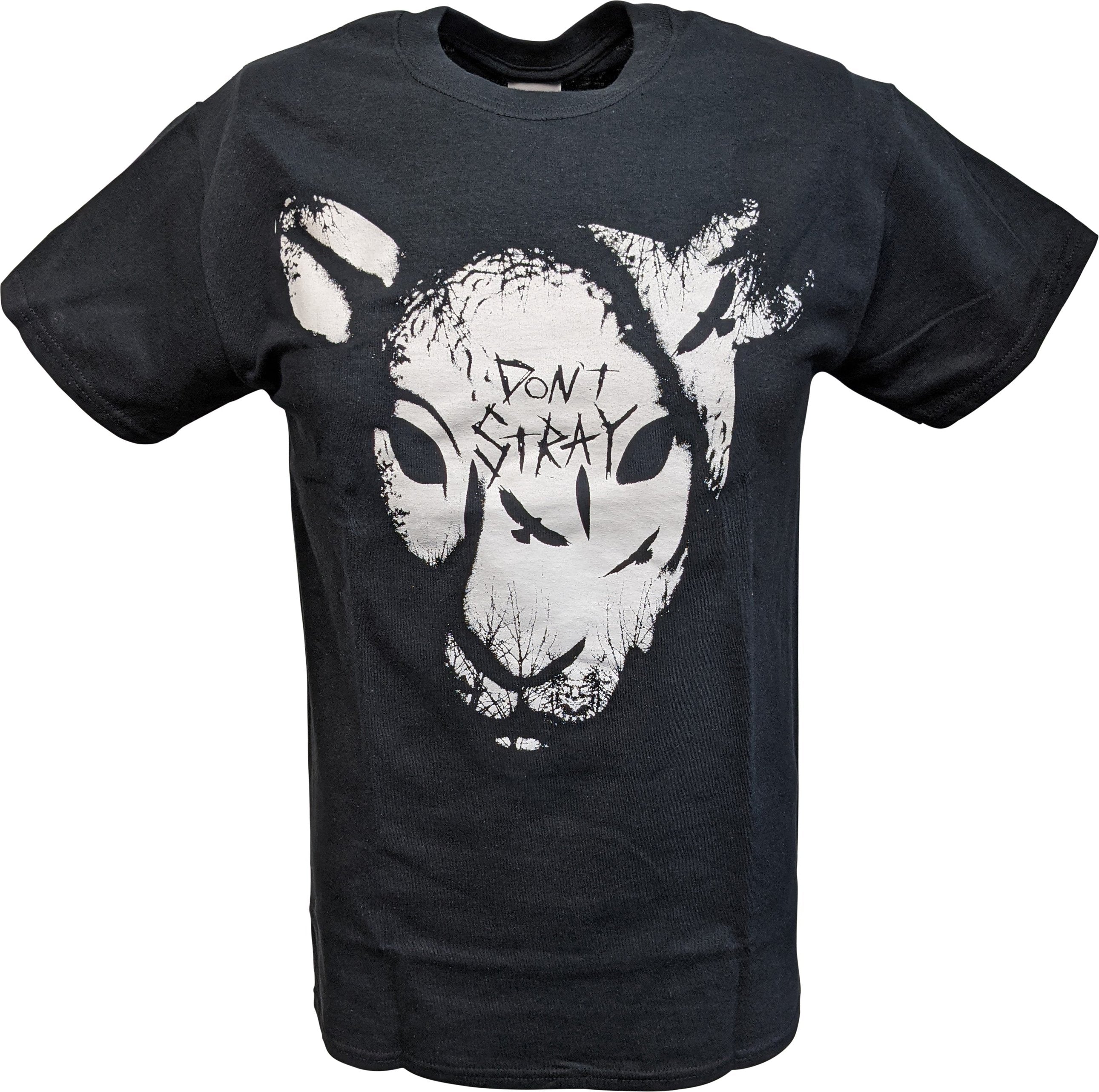 WWE Wyatt Family Don't Stray Sheep Head Mens Black T-Shirt 4XL, Men's, image size:2581x2566