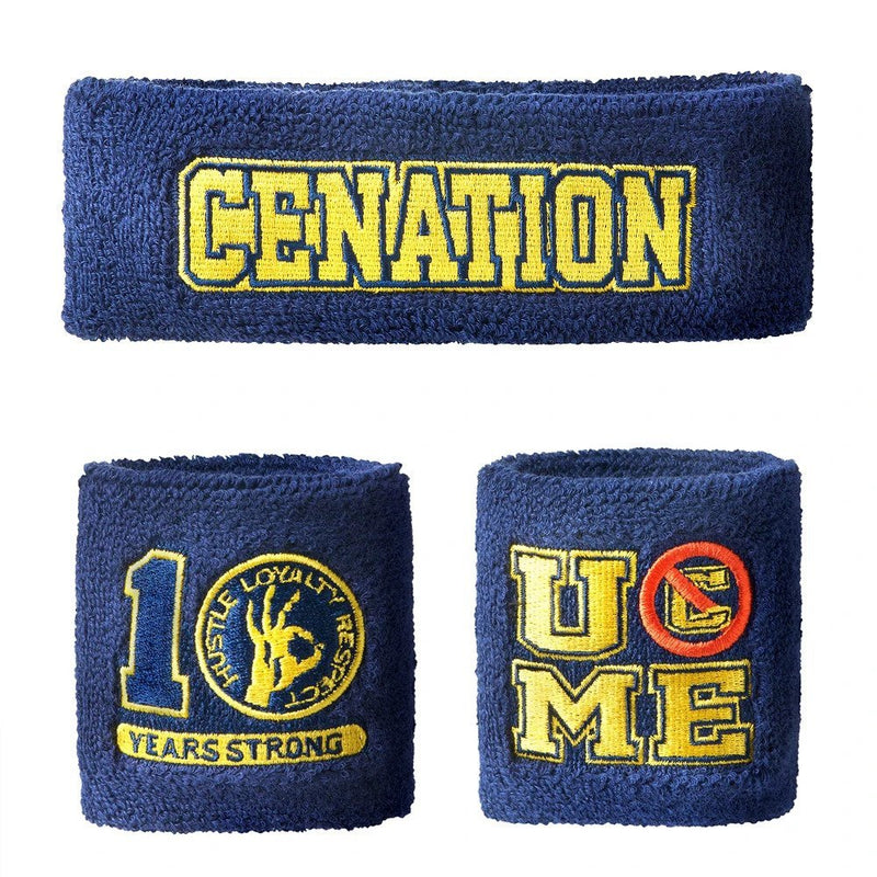 Load image into Gallery viewer, JOHN CENA Ten Years Strong Blue Cenation U Can&#39;t See Me Headband Wristbands Set
