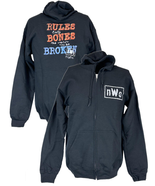 nWo Rules Bones Meant to Be Broken New World Order Black Hoody Sweatshirt