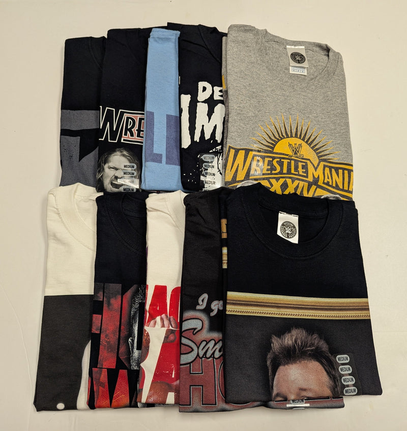Load image into Gallery viewer, 10 Men Size Medium WWE T-shirts | Cena Orton Undertaker The Rock Lot 2 M by EWS | Extreme Wrestling Shirts
