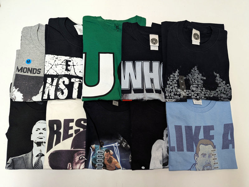 Load image into Gallery viewer, 10 Men Size Medium WWE T-shirts | Cena Orton Undertaker The Rock Lot 2 M by EWS | Extreme Wrestling Shirts
