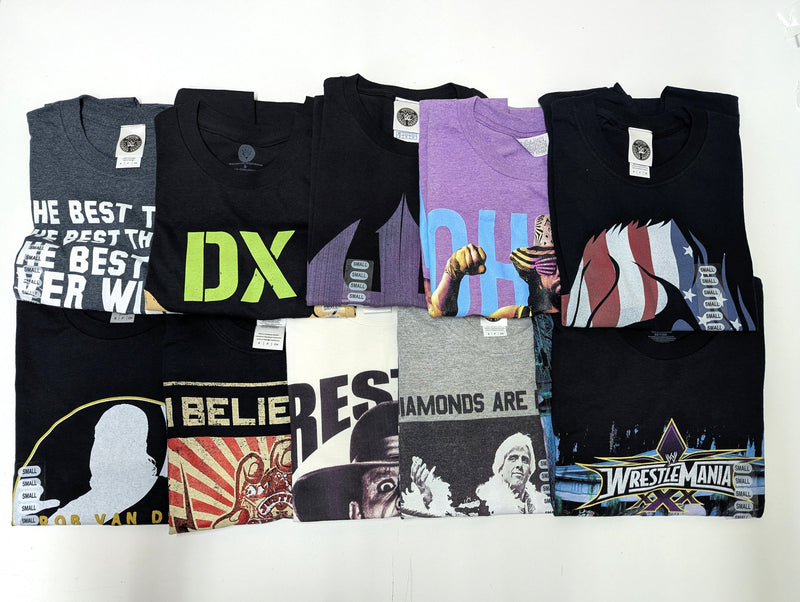 Load image into Gallery viewer, 10 Men Size Small WWE T-shirts | Cena Orton Undertaker The Rock Lot 1 S by EWS | Extreme Wrestling Shirts
