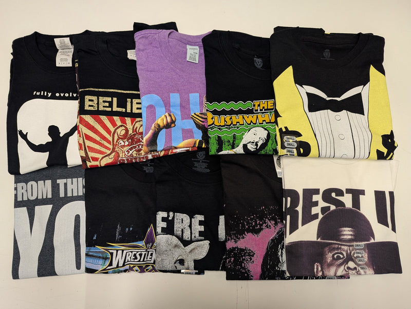 Load image into Gallery viewer, 10 Men Size Small WWE T-shirts | Cena Orton Undertaker The Rock Lot 2 S by EWS | Extreme Wrestling Shirts
