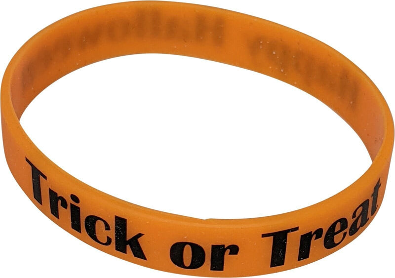 Load image into Gallery viewer, (5 Pack) Trick or Treat Orange Black Kids Silicone Rubber Wristband Bracelet by EWS | Extreme Wrestling Shirts
