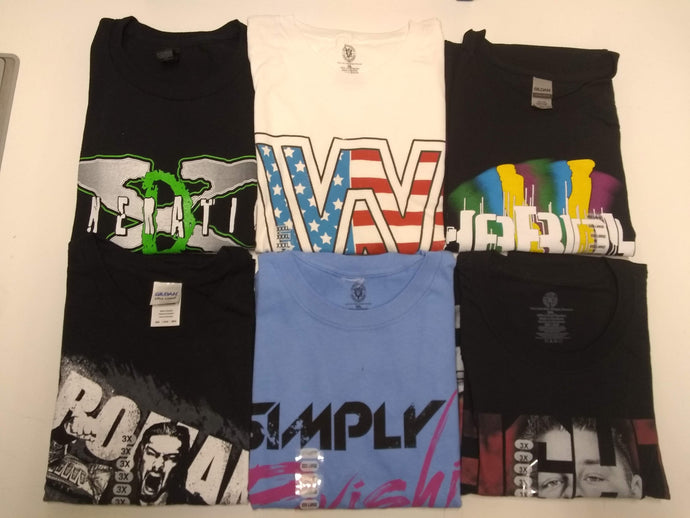 6 Men Size 3XL WWE T-shirts | Cena Orton Undertaker The Rock Lot 1 3XL by EWS | Extreme Wrestling Shirts