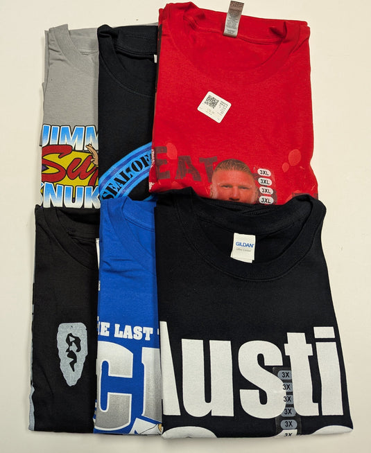 6 Men Size 3XL WWE T-shirts | Cena Orton Undertaker The Rock Lot 1 3XL by EWS | Extreme Wrestling Shirts