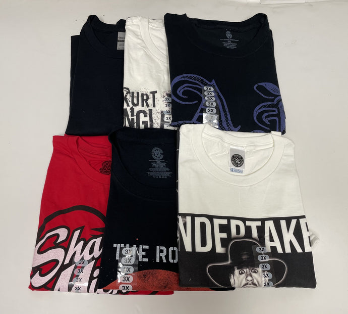 6 Men Size 3XL WWE T-shirts | Cena Orton Undertaker The Rock Lot 1 3XL by EWS | Extreme Wrestling Shirts