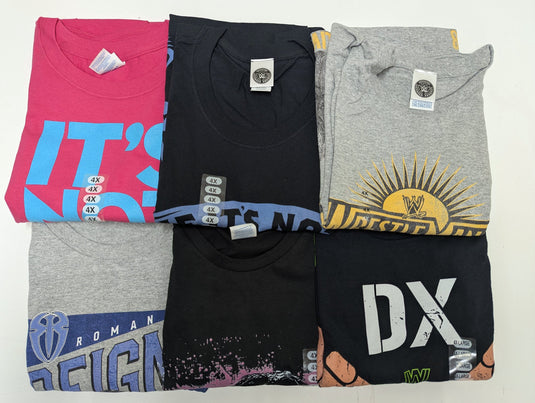6 Men Size 4XL WWE T-shirts | Cena Orton Undertaker The Rock Lot 1 4XL by EWS | Extreme Wrestling Shirts