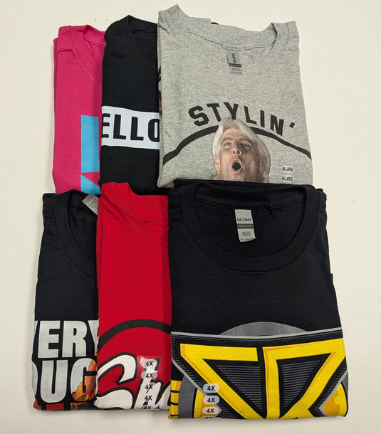 6 Men Size 4XL WWE T-shirts | Cena Orton Undertaker The Rock Lot 1 4XL by EWS | Extreme Wrestling Shirts