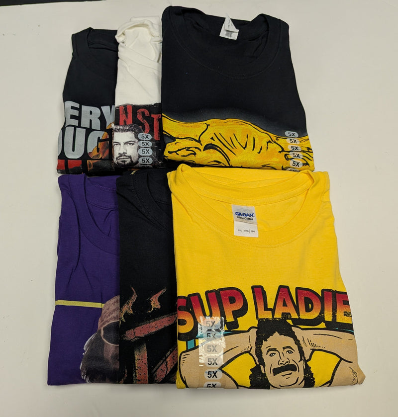 Load image into Gallery viewer, 6 Men Size 5XL WWE T-shirts | Cena Orton Undertaker The Rock Lot 1 5XL by EWS | Extreme Wrestling Shirts
