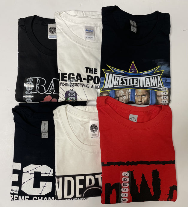 6 Men Size 5XL WWE T-shirts | Cena Orton Undertaker The Rock Lot 1 5XL by EWS | Extreme Wrestling Shirts