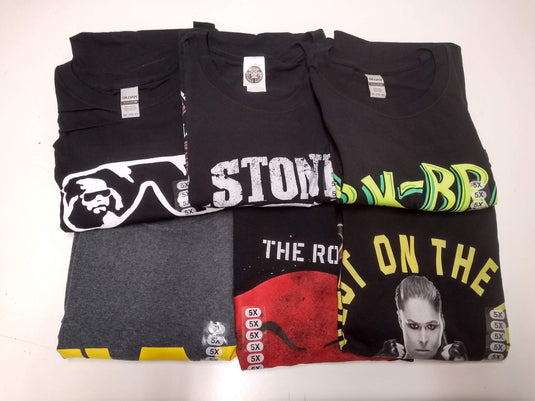 6 Men Size 5XL WWE T-shirts | Cena Orton Undertaker The Rock Lot 2 5XL by EWS | Extreme Wrestling Shirts