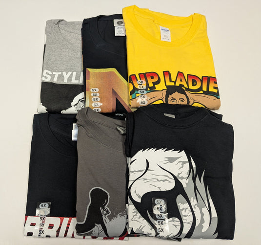 6 Men Size 5XL WWE T-shirts | Cena Orton Undertaker The Rock Lot 2 5XL by EWS | Extreme Wrestling Shirts