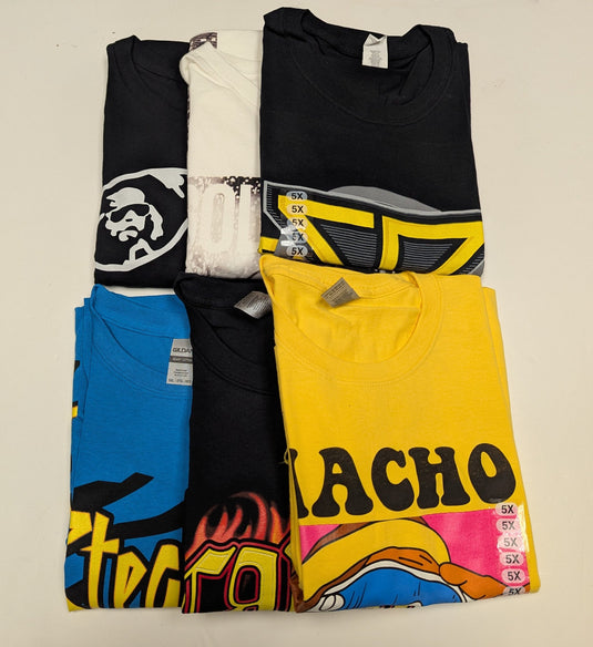 6 Men Size 5XL WWE T-shirts | Cena Orton Undertaker The Rock Lot 2 5XL by EWS | Extreme Wrestling Shirts