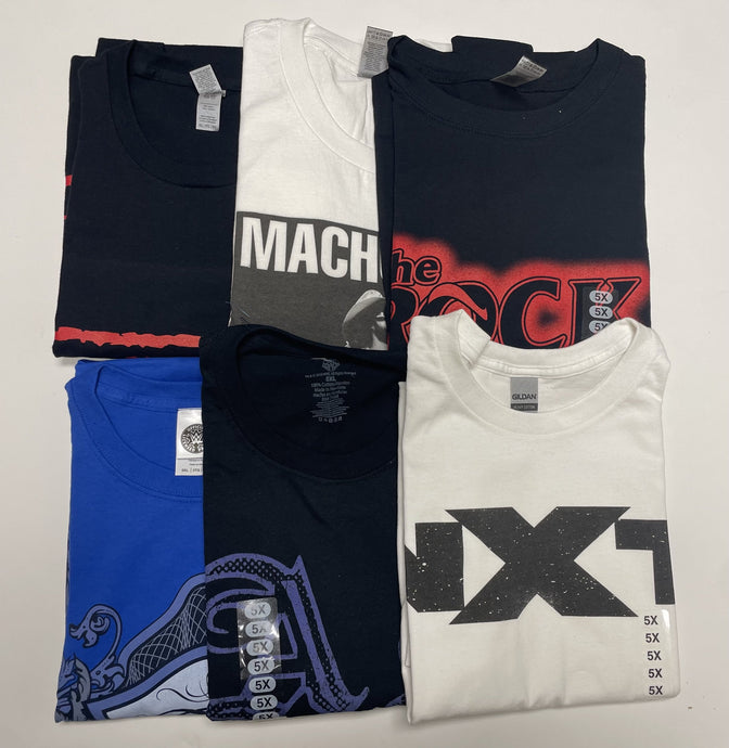 6 Men Size 5XL WWE T-shirts | Cena Orton Undertaker The Rock Lot 2 5XL by EWS | Extreme Wrestling Shirts