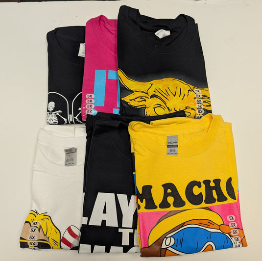 6 Men Size 5XL WWE T-shirts | Cena Orton Undertaker The Rock Lot 2 5XL by EWS | Extreme Wrestling Shirts