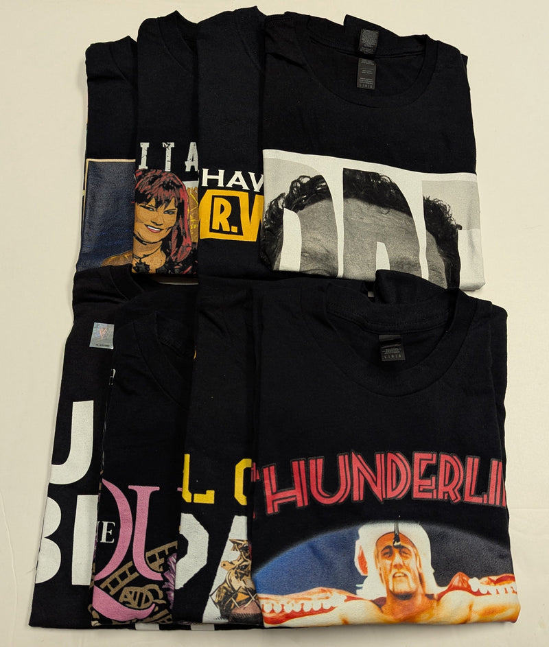 Load image into Gallery viewer, 8 Men Size Large WWE T-shirts | Cena Orton Undertaker The Rock Lot 1 L by EWS | Extreme Wrestling Shirts
