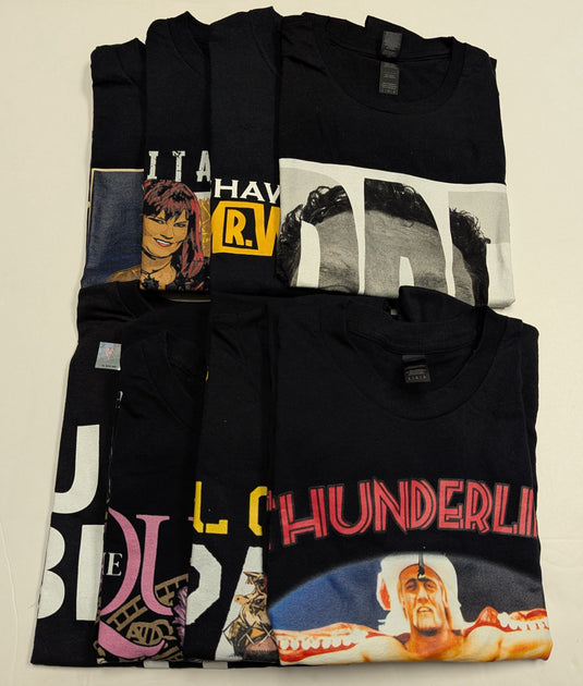 8 Men Size Large WWE T-shirts | Cena Orton Undertaker The Rock Lot 1 L by EWS | Extreme Wrestling Shirts