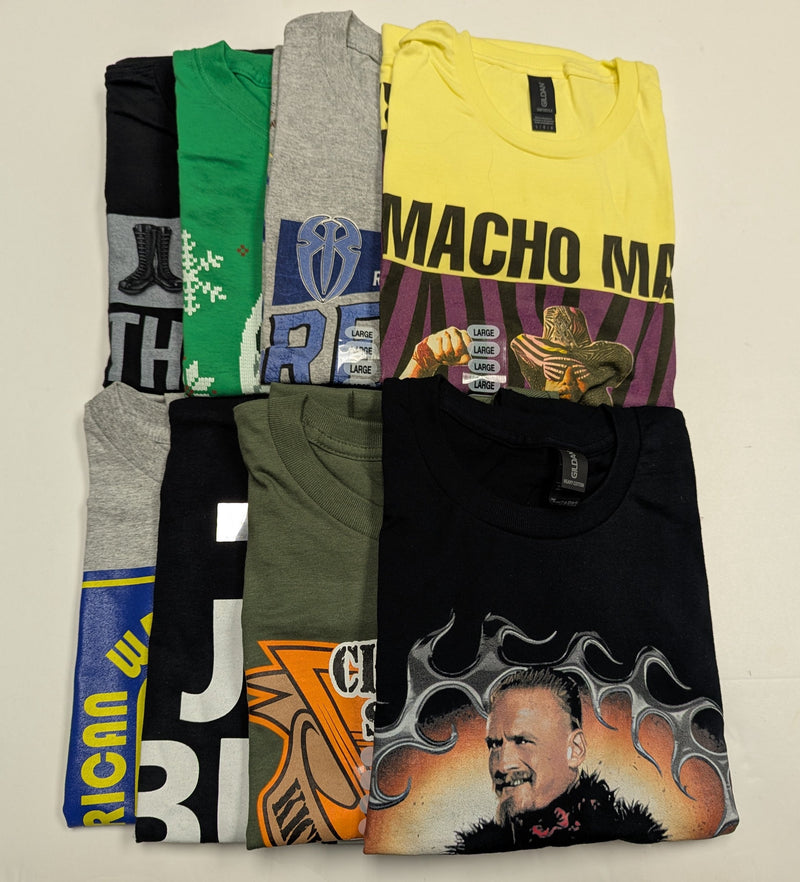 Load image into Gallery viewer, 8 Men Size Large WWE T-shirts | Cena Orton Undertaker The Rock Lot 2 L by EWS | Extreme Wrestling Shirts
