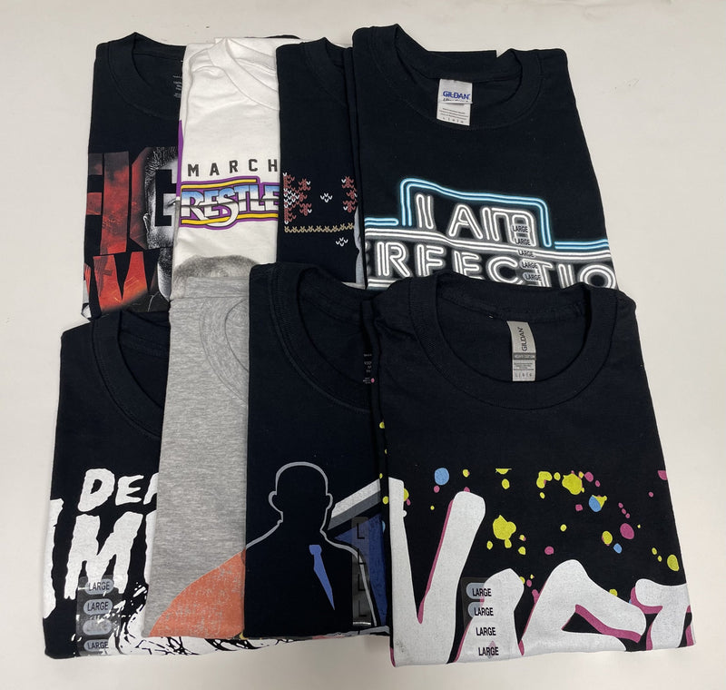 Load image into Gallery viewer, 8 Men Size Large WWE T-shirts | Cena Orton Undertaker The Rock Lot 2 L by EWS | Extreme Wrestling Shirts
