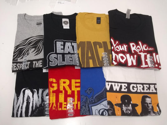 8 Men Size Large WWE T-shirts | Cena Orton Undertaker The Rock Lot 2 L by EWS | Extreme Wrestling Shirts