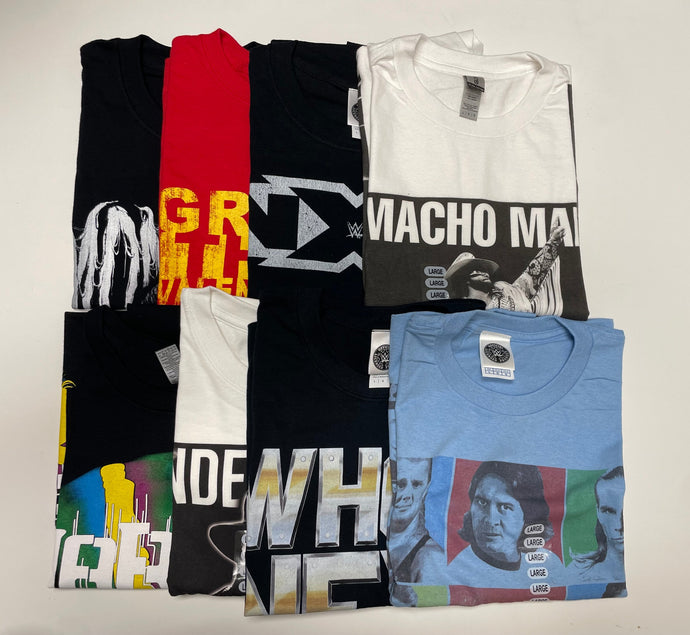 8 Men Size Large WWE T-shirts | Cena Orton Undertaker The Rock Lot 2 L by EWS | Extreme Wrestling Shirts