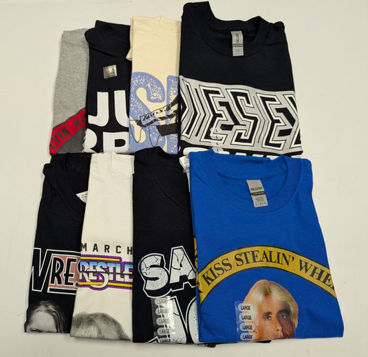8 Men Size Large WWE T-shirts | Cena Orton Undertaker The Rock Lot 2 L by EWS | Extreme Wrestling Shirts