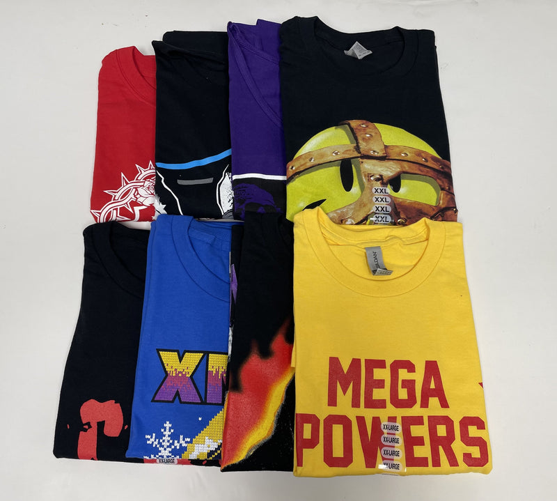 Load image into Gallery viewer, 8 Men Size XXL WWE T-shirts | Cena Orton Undertaker The Rock Lot 2 XXL by EWS | Extreme Wrestling Shirts
