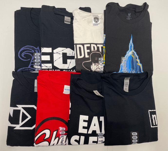 8 Men Size XXL WWE T-shirts | Cena Orton Undertaker The Rock Lot 2 XXL by EWS | Extreme Wrestling Shirts