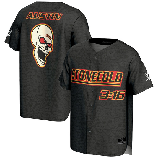 "Stone Cold" Steve Austin ProSphere 3:16 Skull Fashion Baseball Jersey - Black