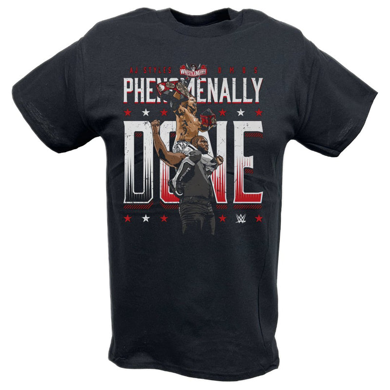 Load image into Gallery viewer, AJ Styles Omos Phenomenally Done Black T-shirt by EWS | Extreme Wrestling Shirts
