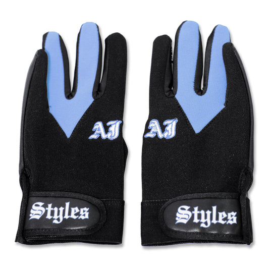 AJ Styles P1 Logo Replica Fight Gloves Light Blue by AJ Styles | Extreme Wrestling Shirts