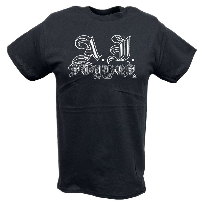 AJ Styles Signature WWE Mens Black T-shirt Sports Mem, Cards & Fan Shop > Fan Apparel & Souvenirs > Wrestling by EWS | Extreme Wrestling Shirts